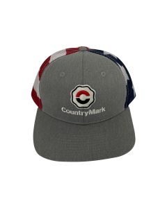 CountryMark Grey Hat w/ American Flag Mesh Back